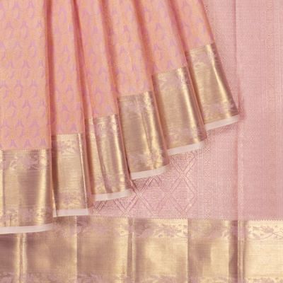 Kanchipuram Silk Geometrical Brocade Baby Pink Saree