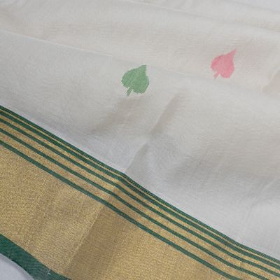 Uppada Silk Butta White Saree With Warli Art Jamdani Pallu