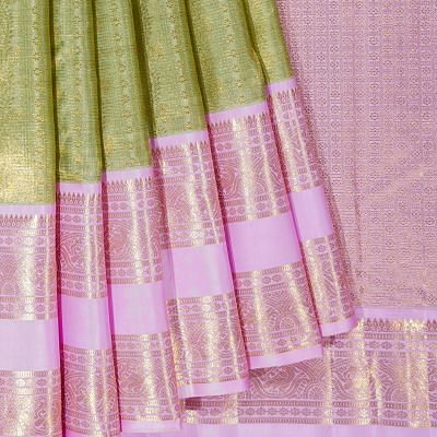 Kanchipuram Silk Tissue Brocade Pastel Green Saree