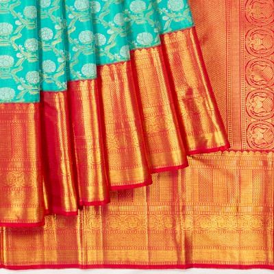 Kanchipuram Silk Jaal Blue Saree