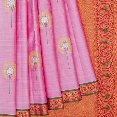 Kanchipuram Silk Butta Lavender Saree With Very Small Border