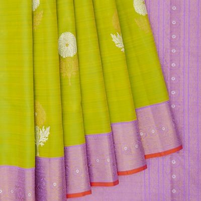 Kanchipuram Silk Butta Parrot Green Saree