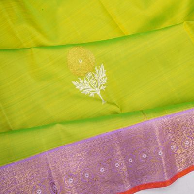 Kanchipuram Silk Butta Parrot Green Saree