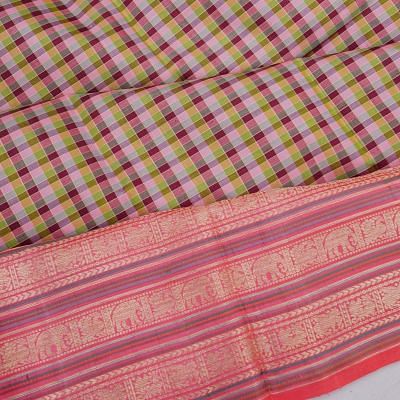 Kanchipuram Silk Checks Multicolour Saree