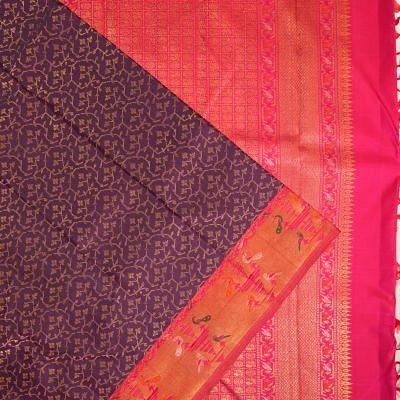 Kanchipuram Silk Brocade Purple Saree