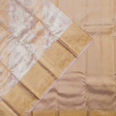 Kanchipuram Silk Tissue Leheriya Jaal And Butta Lilac Saree