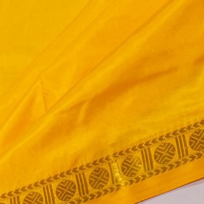 Kanchipuram Silk Plain Yellow Dhoti With Kanduva