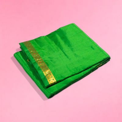 Kanchipuram Silk Plain Green Dhoti With Kanduva