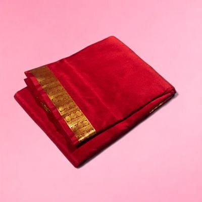 Kanchipuram Silk Plain Maroon Dhoti With Kanduva