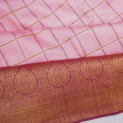 Kanchipuram Silk Checks Baby Pink Saree