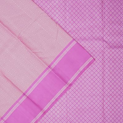 Kanchipuram Silk Lines Pink Saree Rettai Border