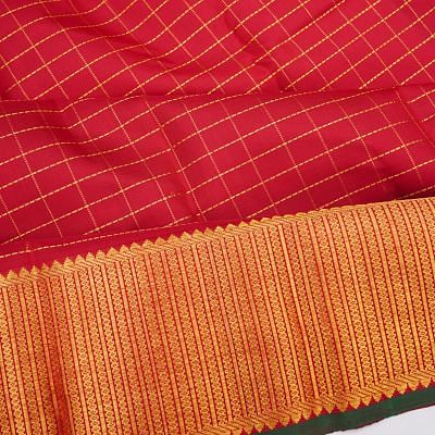 Kanchipuram Silk Checks Red Saree