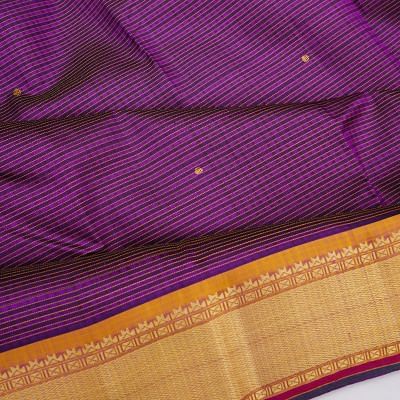 Kanchipuram Silk Oosi Lines And Butta Purple Saree