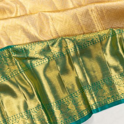 Kanchipuram Silk Tissue Brocade Gold Saree