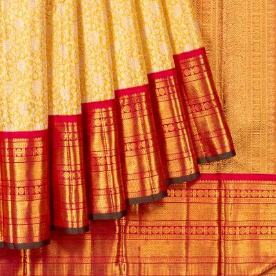 Kanchipuram Silk Tissue Brocade Gold Saree