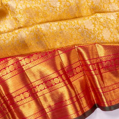 Kanchipuram Silk Tissue Brocade Gold Saree