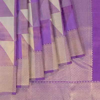 Kanchipuram Silk Tissue Geometrical Brocade Violet Saree