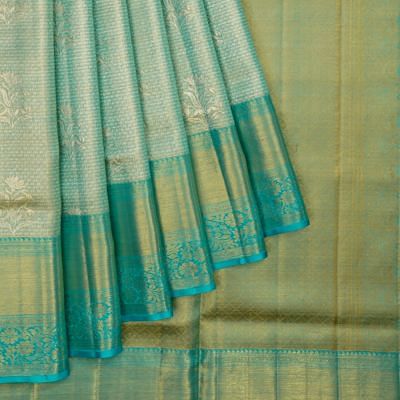 Kanchipuram Silk Tissue Brocade And Butta Sea Green Saree