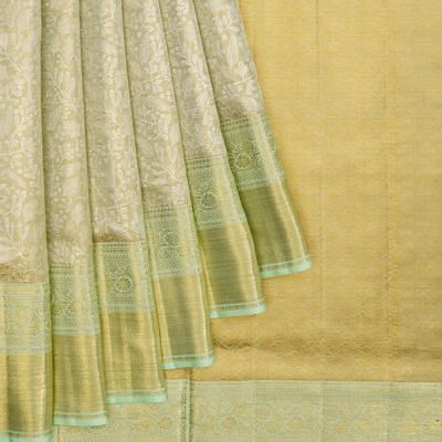 Kanchipuram Silk Tissue Brocade Pastel Green Saree