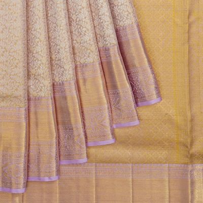 Kanchipuram Silk Tissue Brocade Lavender Saree