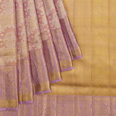 Kanchipuram Silk Tissue Brocade Lavender Saree