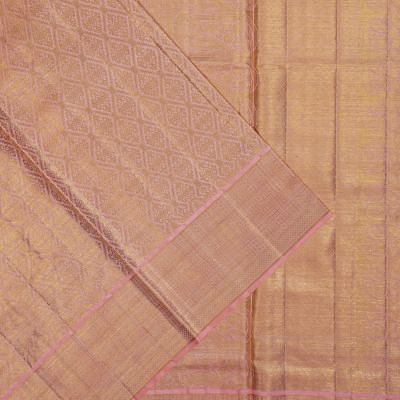 Kanchipuram Silk Criss Cross Checks And Butta Pink Saree