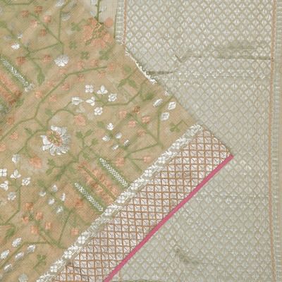 Zari Kota Cotton Tissue All Over Jamdani Jaal Pastel Green Saree