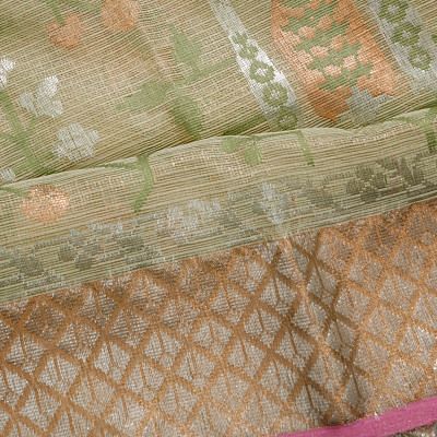 Zari Kota Cotton Tissue All Over Jamdani Jaal Pastel Green Saree