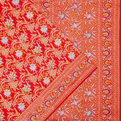 Banarasi Silk Jaal And Meenakari Red Saree