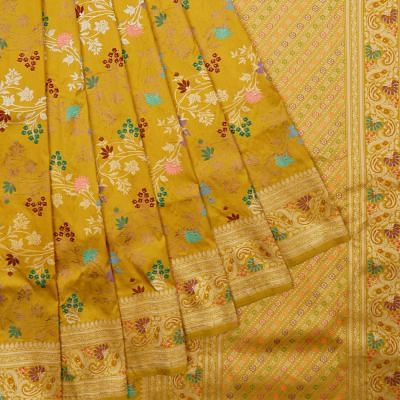 Banarasi Silk Jaal Yellow Saree