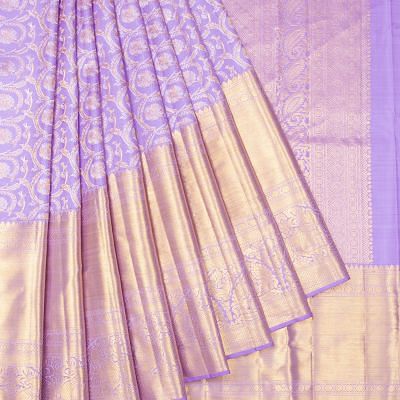 Kanchipuram Silk Jaal Lavender Saree