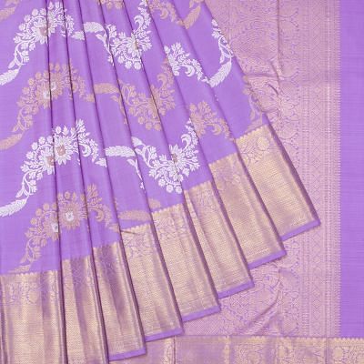 Kanchipuram Silk Jaal Lavender Saree