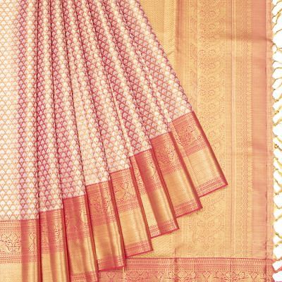 Kanchipuram Silk Tissue Brocade Pink Saree