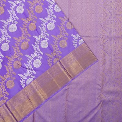 Kanchipuram Silk Leheriya Jaal Violet Saree