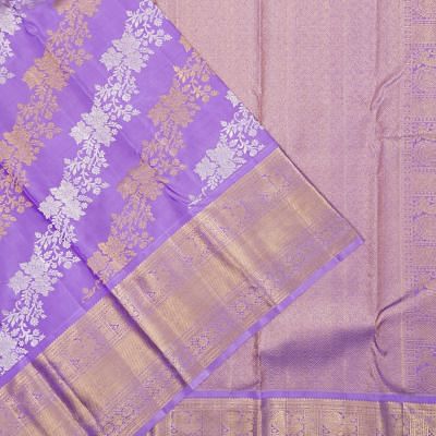 Kanchipuram Silk Leheriya Jaal Violet Saree