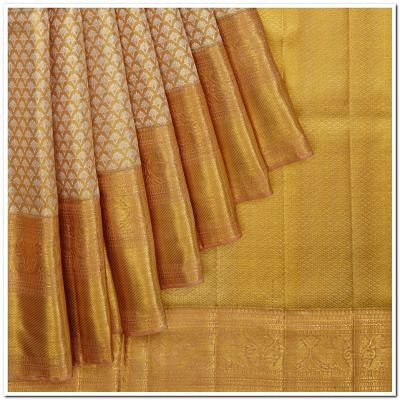 Kanchipuram Silk Tissue Brocade Gold Saree