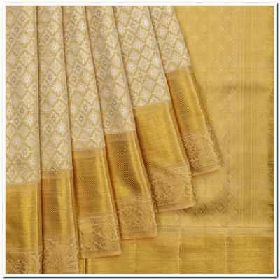 Kanchipuram Silk Tissue Brocade Gold Saree