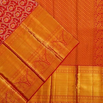 Kanchipuram Silk Brocade Red Saree