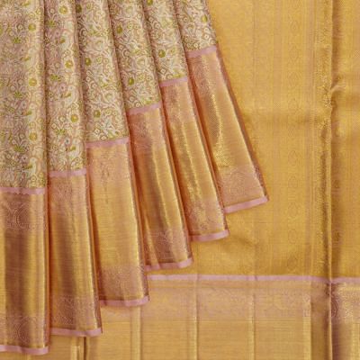 Kanchipuram Silk Tissue Brocade Gold Saree