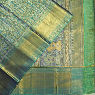 Kanchipuram Silk Tissue Brocade Blue Saree