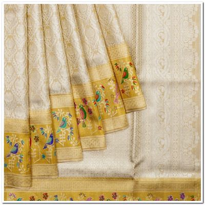 Kanchipuram Silk Tissue Brocade Gold Saree