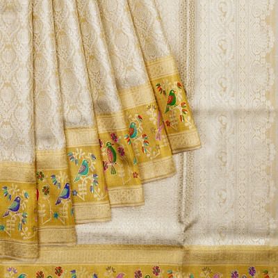 Kanchipuram Silk Tissue Brocade Gold Saree