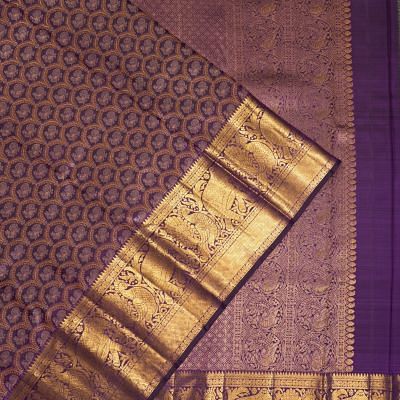 Kanchipuram Silk Brocade Violet Saree