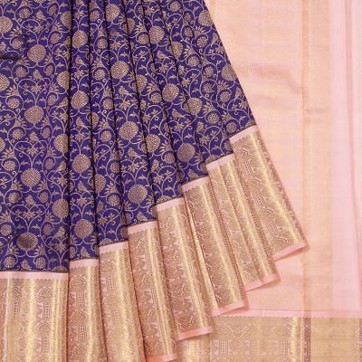 Kanchipuram Silk Brocade Blue Saree