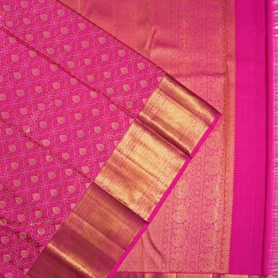 Kanchipuram Silk Brocade Rani Pink Saree