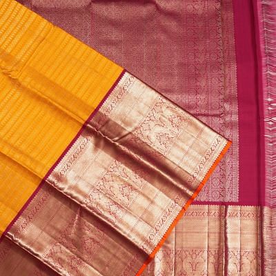 Kanchipuram Silk Brocade Yellow Saree