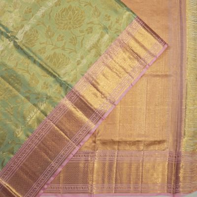 Kanchipuram Silk Tissue Jaal Green Saree