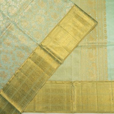 Kanchipuram Silk Brocade Pastel Green Saree