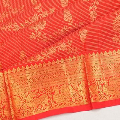 Kanchipuram Silk Oosi Lines And Jaal Red Saree