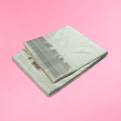 Banarasi Silk Plain White Dhoti With Kanduva